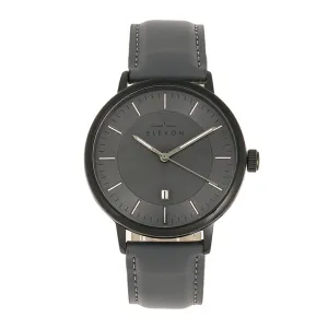 Elevon Vin Leather-Band Watch w/Date - Black/Grey
