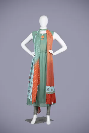 Emerald Green Georgette Kurti with Dazzling Sequence Work