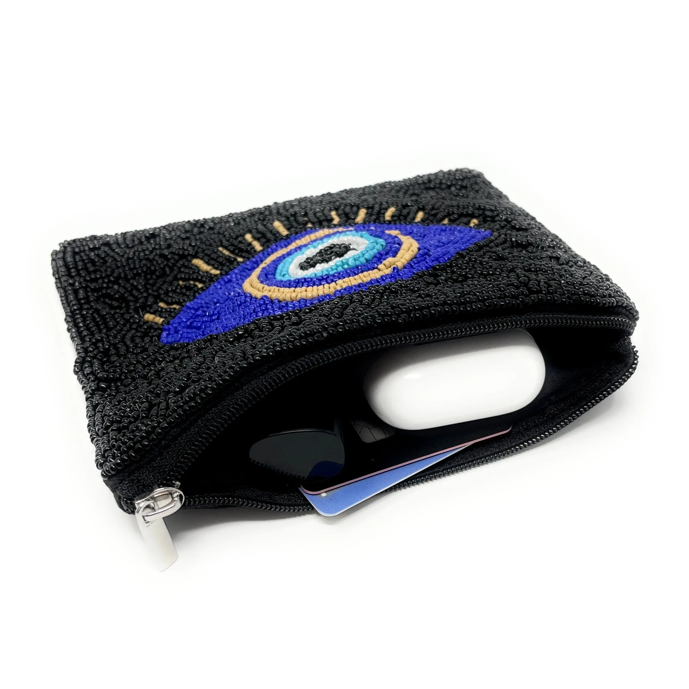 Evil Eye Beaded Coin Purse