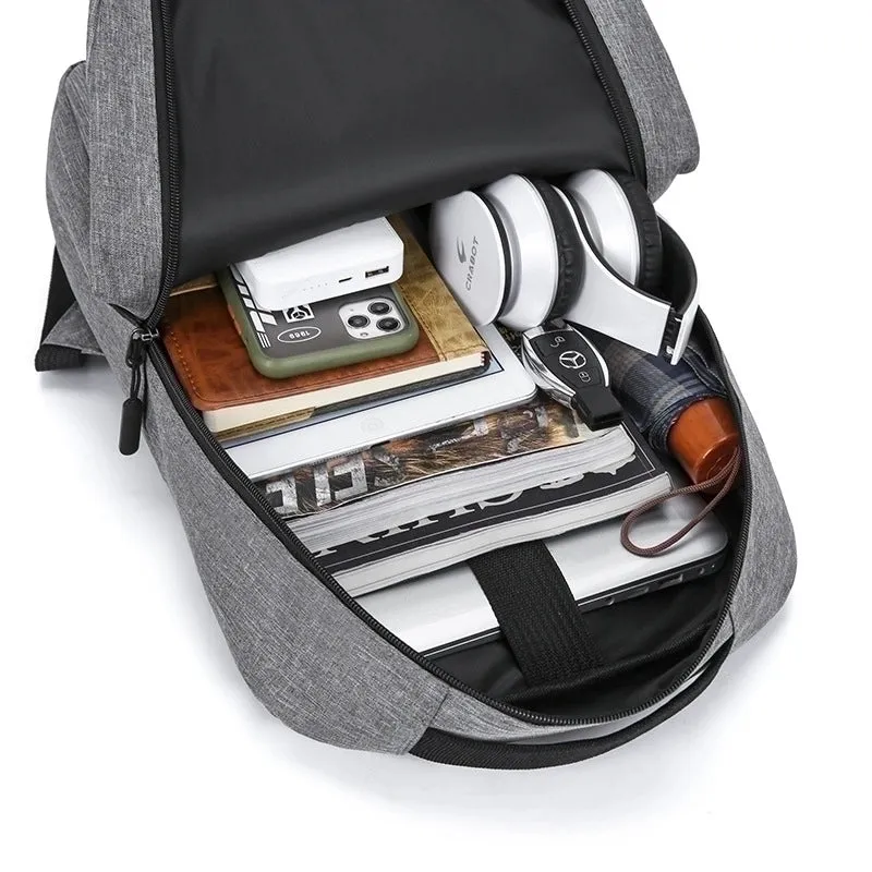 Fashion Solid Color Square Zipper Functional Backpack