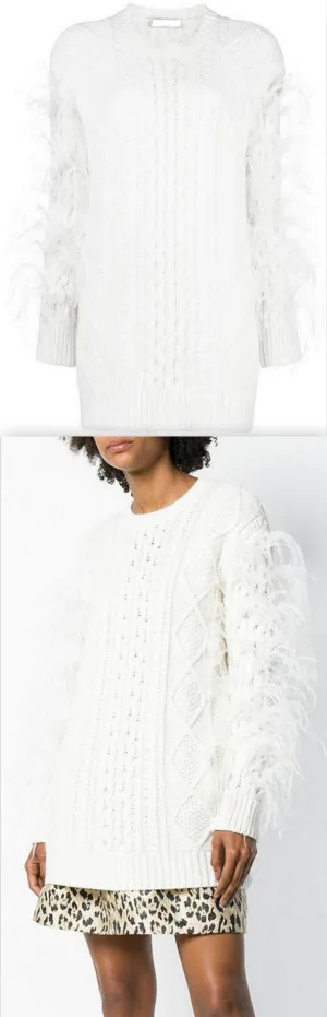 Feather Embellished Sweater