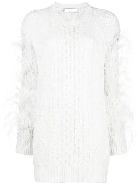 Feather Embellished Sweater