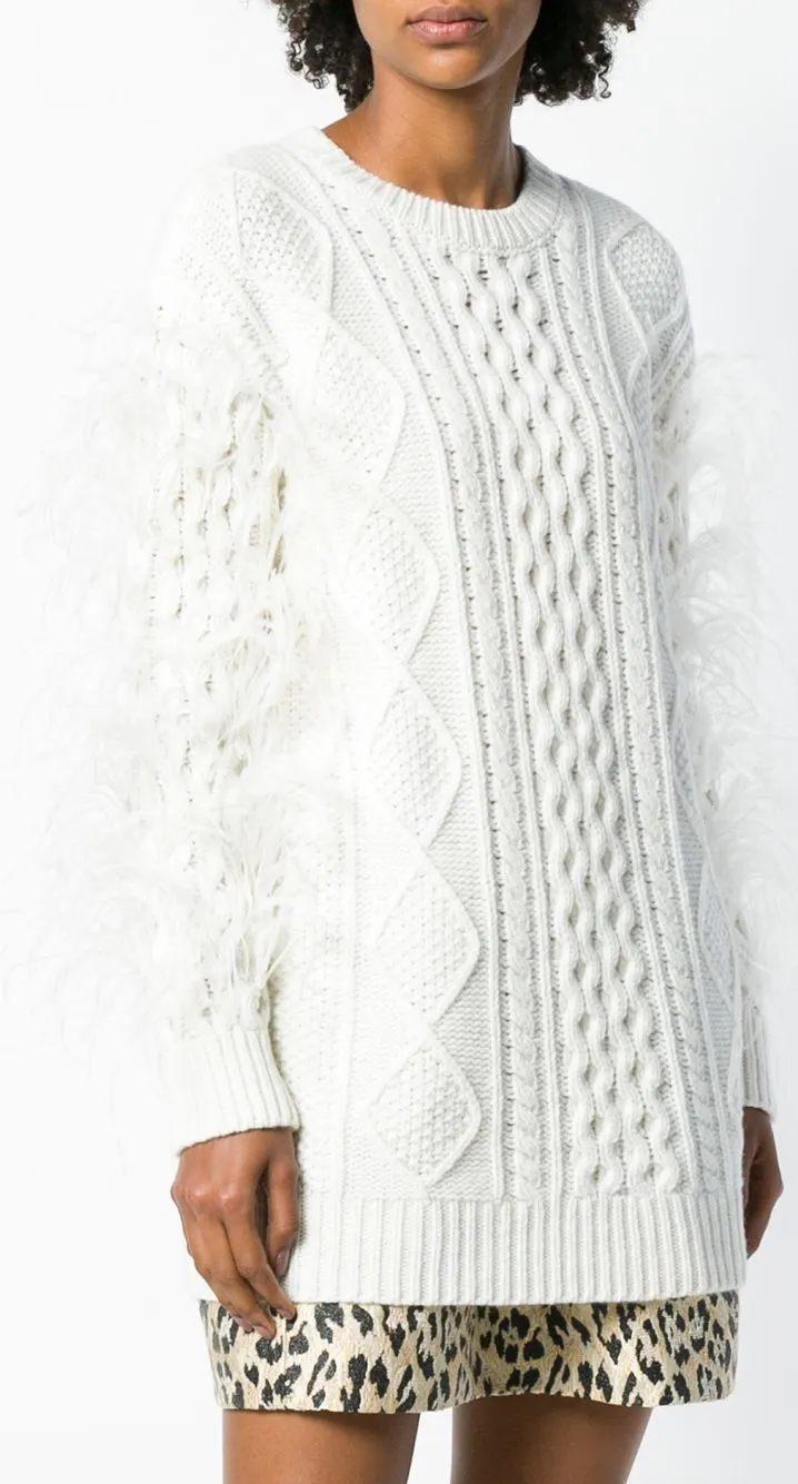 Feather Embellished Sweater