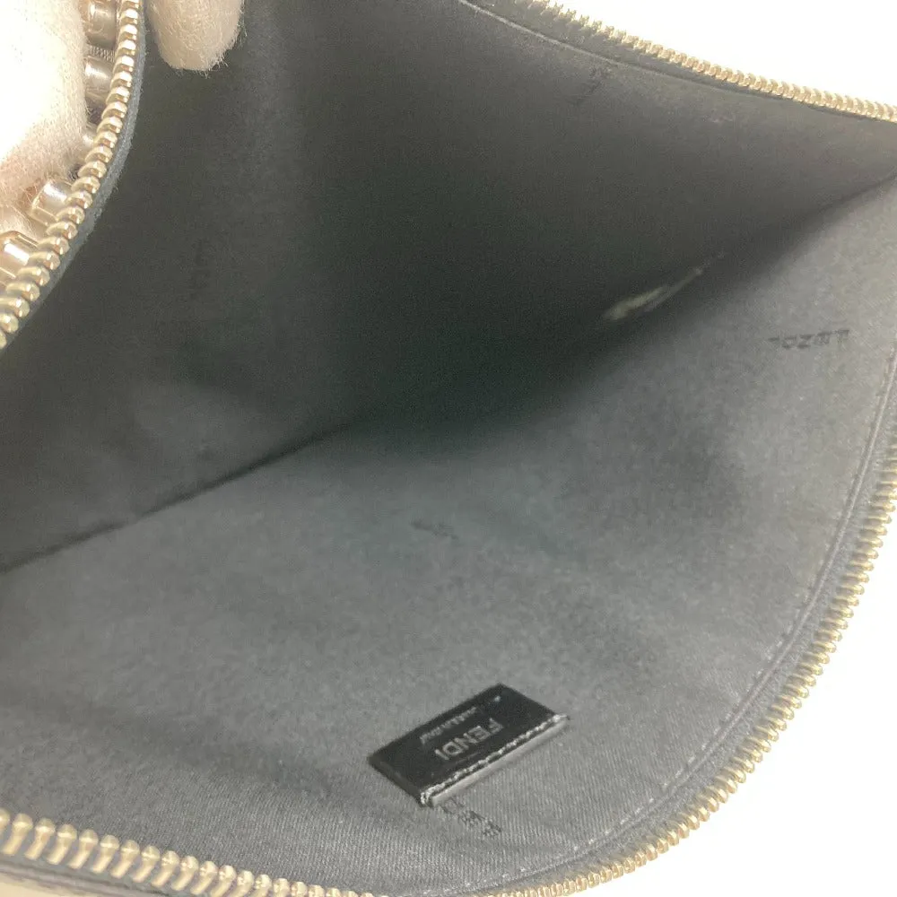 FENDI Clutch bag Leather, Fur black studded pouch Karl Lagerfeld Carlito
