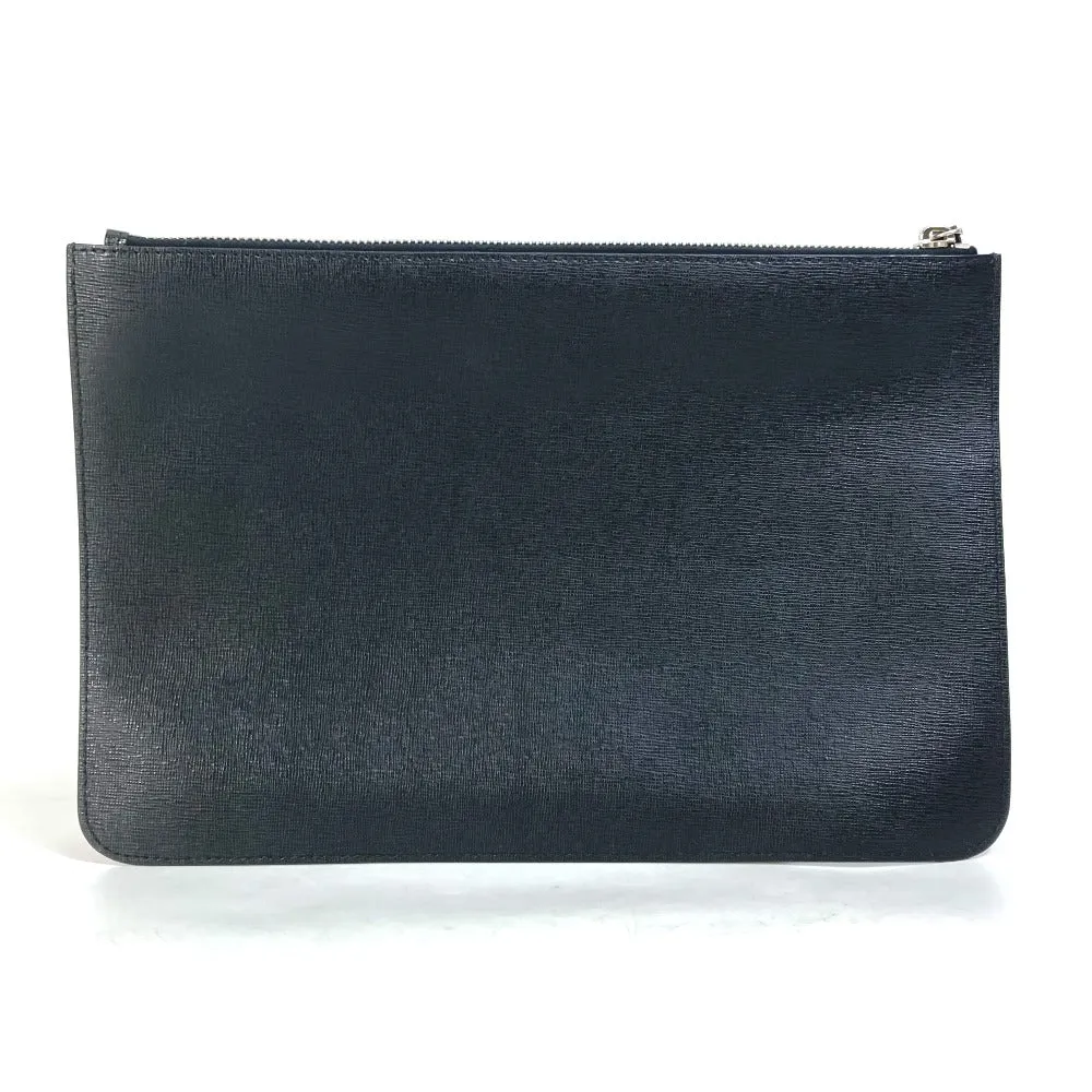 FENDI Clutch bag Leather, Fur black studded pouch Karl Lagerfeld Carlito