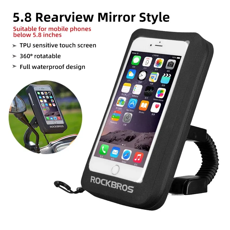 Full Waterproof Bicycle Bag Rotatable Bike Front Phone Bag Touch Screen Rearview Mirror Bag