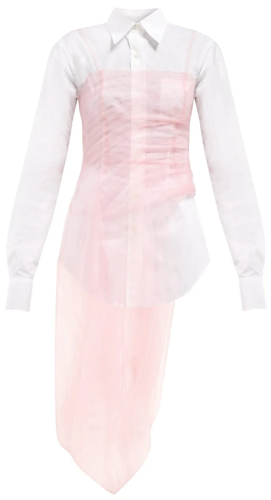 Gathered Tulle Bustier Poplin Shirt