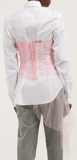 Gathered Tulle Bustier Poplin Shirt