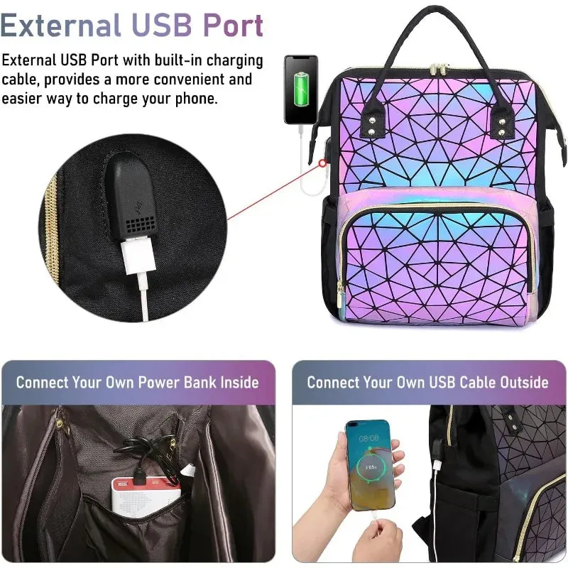 Geometric Luminous Laptop Backpack
