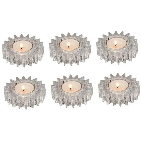 Glass Wheel Gear Tea Light Holder