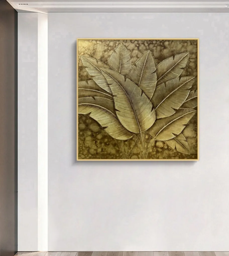Gold LeaFy Oil Painting