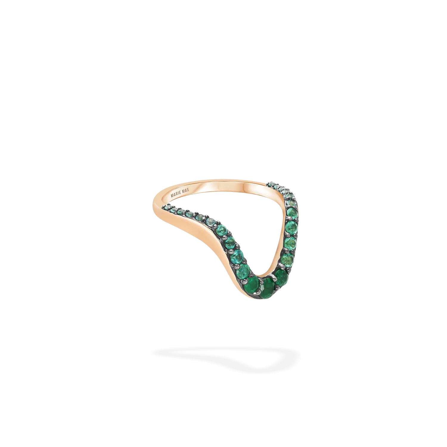 Grand Aura Ring  | Half pavé, rose gold & emeralds