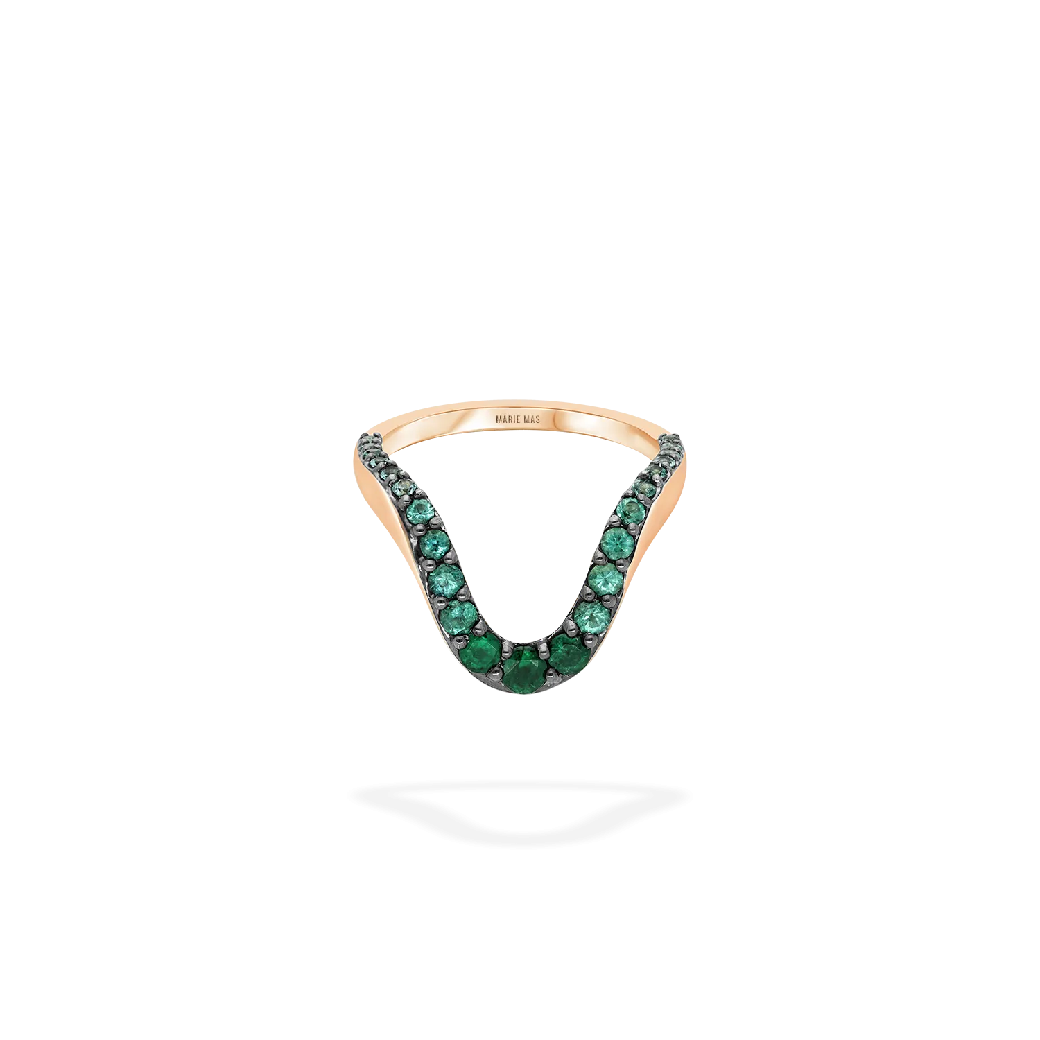 Grand Aura Ring  | Half pavé, rose gold & emeralds