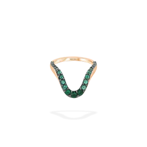 Grand Aura Ring  | Half pavé, rose gold & emeralds