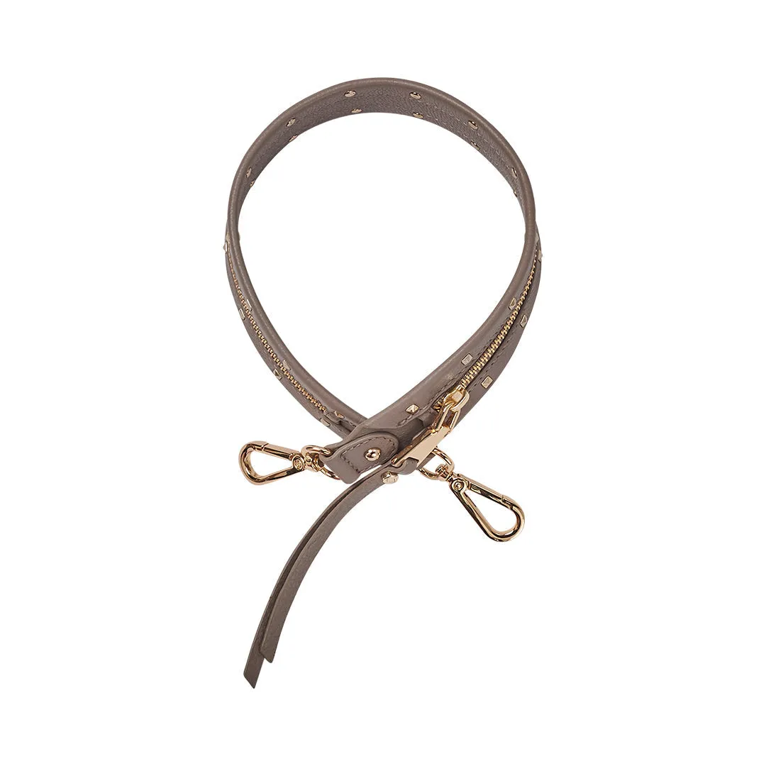 Gretchen Warm Grey Studded Leather Strap