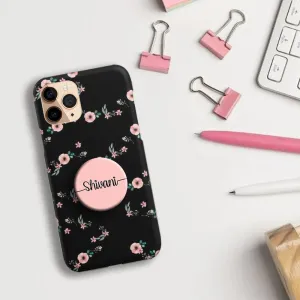 Gripper Case With Black Peach Floral Name