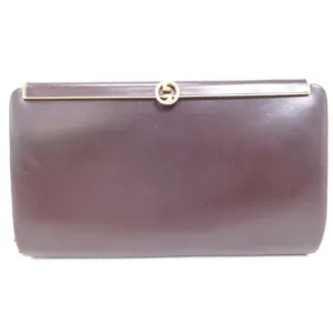 Gucci Chocolate Brown Leather  Interlocking G Clutch