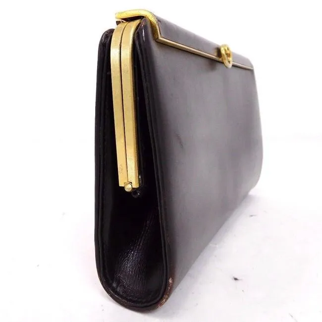 Gucci Chocolate Brown Leather  Interlocking G Clutch
