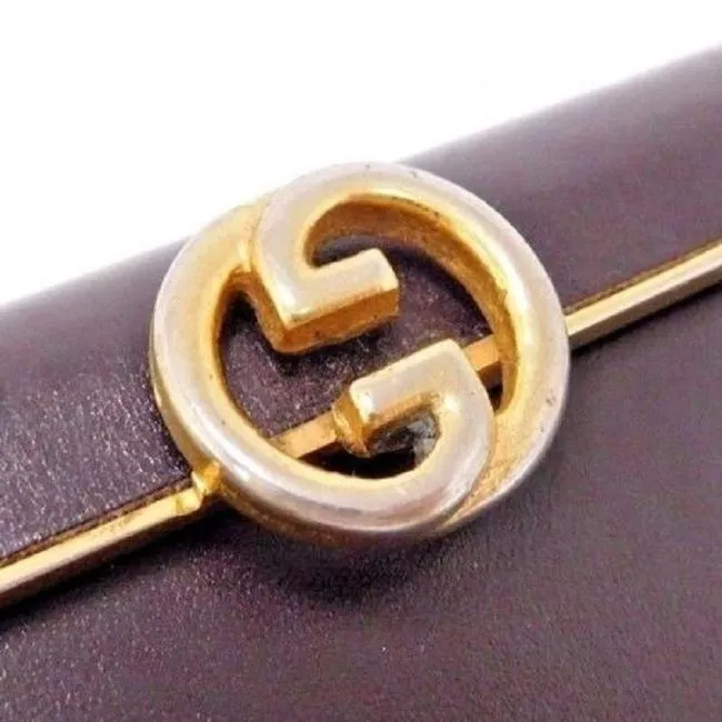 Gucci Chocolate Brown Leather  Interlocking G Clutch