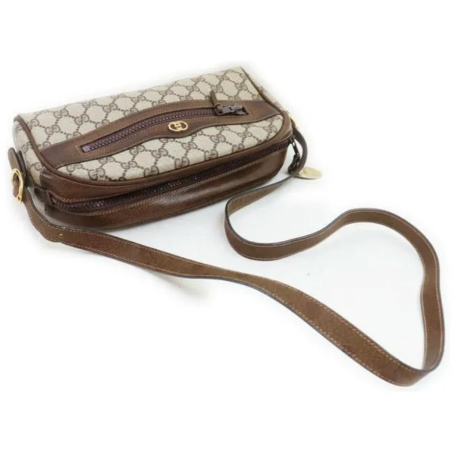Gucci Gg Supreme Two Way Brown Guccissima Print Coated Canvas And Leather Shoulder Bag