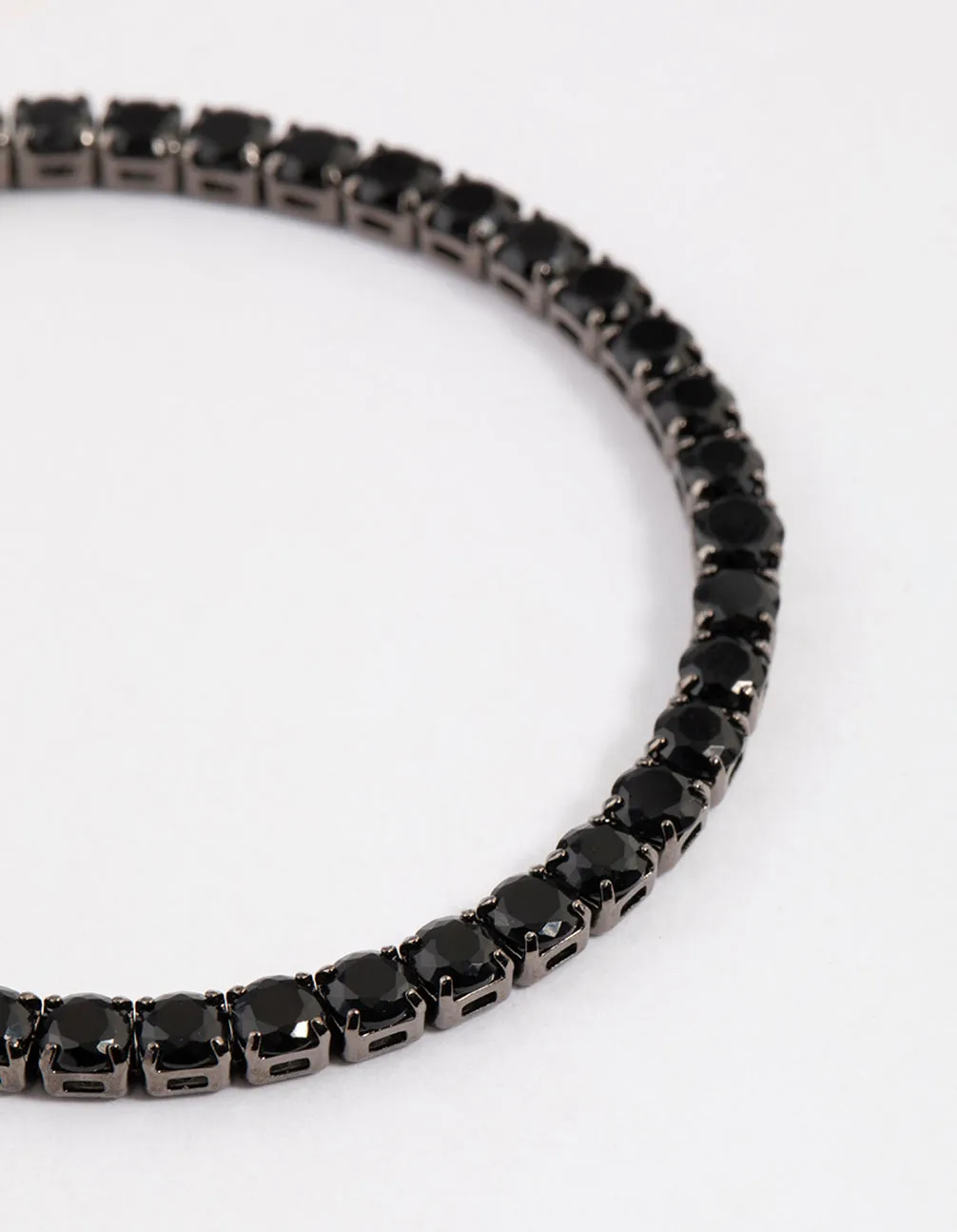 Gunmetal Cubic Zirconia Round Cupchain Bracelet