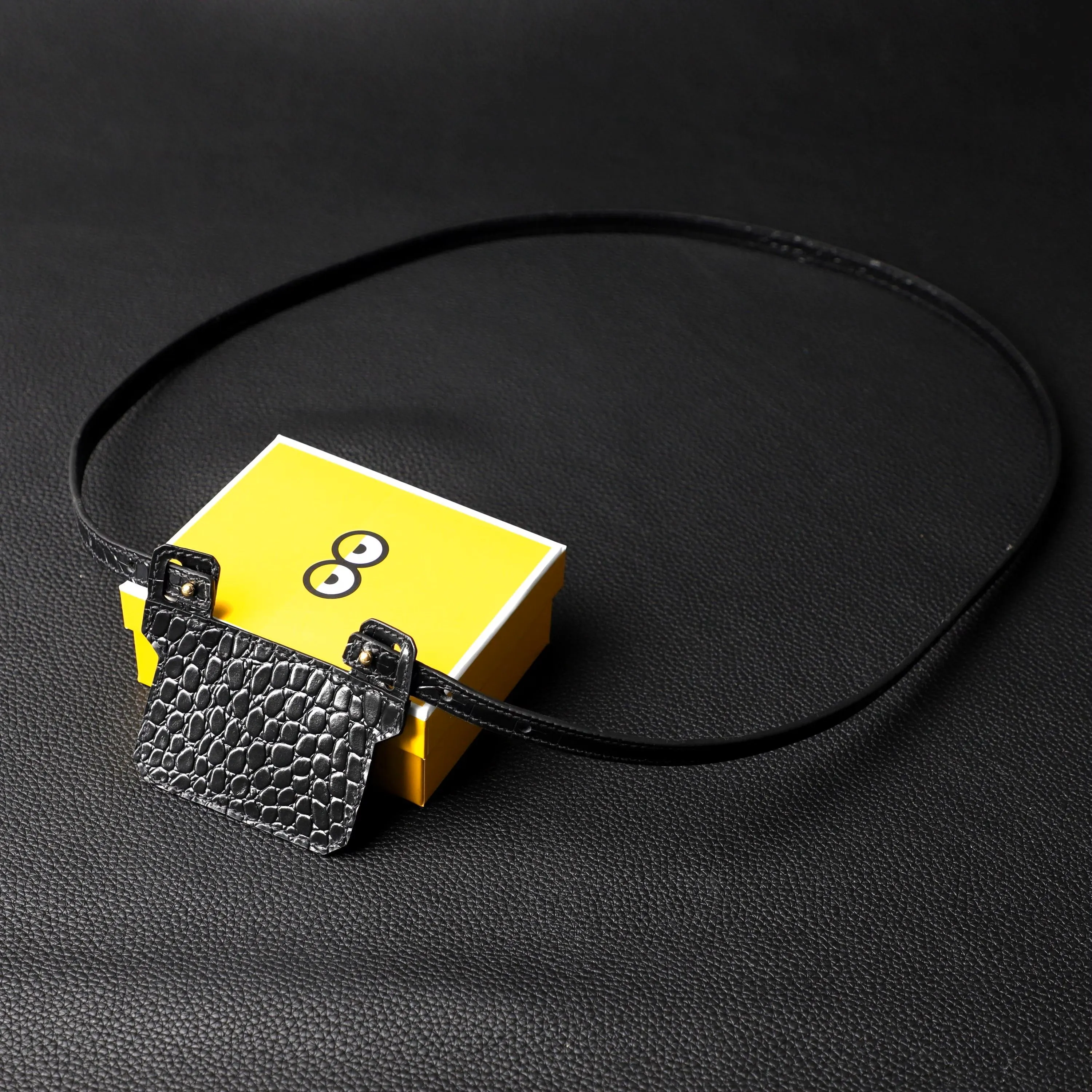 Handmade and Customized Short insert with Wallet strap in black crocodile,Fit In Constance Slim wallet,Roulis Slim wallet