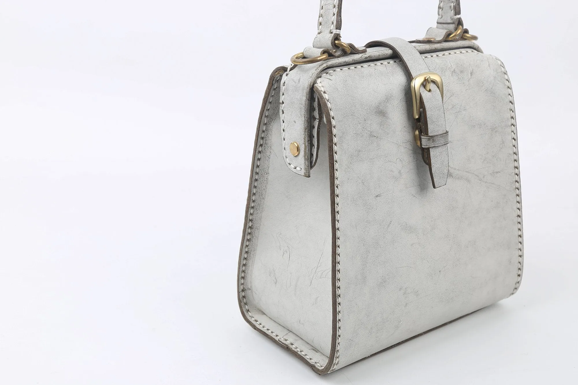 Handmade Womens Green Leather Doctor Handbag Side Purse Doctor Purse for Women