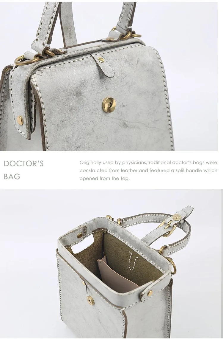 Handmade Womens Green Leather Doctor Handbag Side Purse Doctor Purse for Women