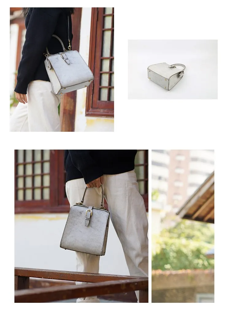 Handmade Womens Green Leather Doctor Handbag Side Purse Doctor Purse for Women