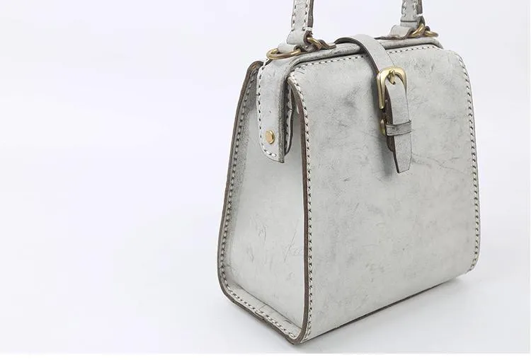 Handmade Womens Green Leather Doctor Handbag Side Purse Doctor Purse for Women