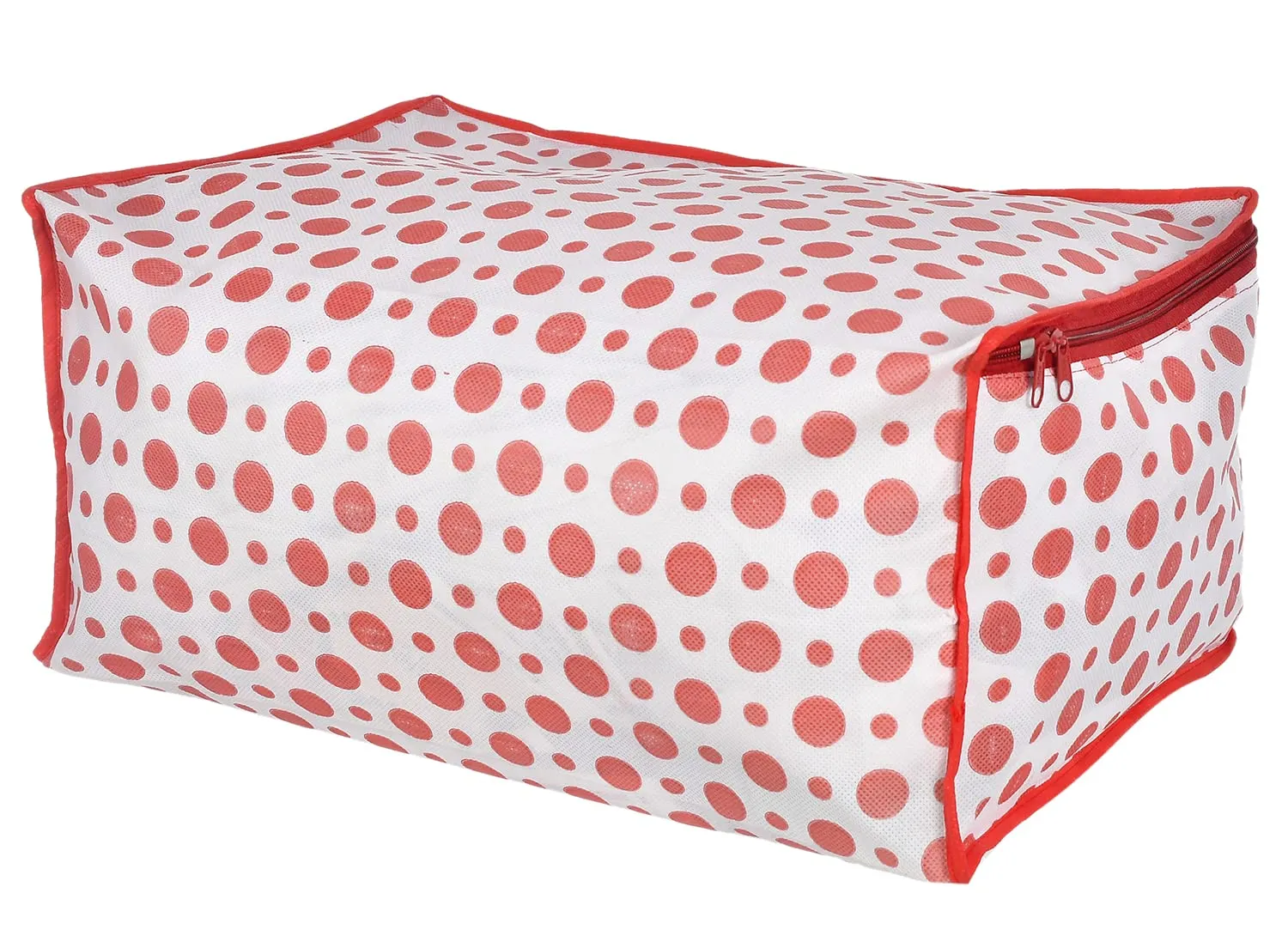 Heart Home Dot Printed Foldable, Lightweight Non-Woven Saree Cover/Organizer With Tranasparent Window- Pack of 12 (Pink)-46HH0489