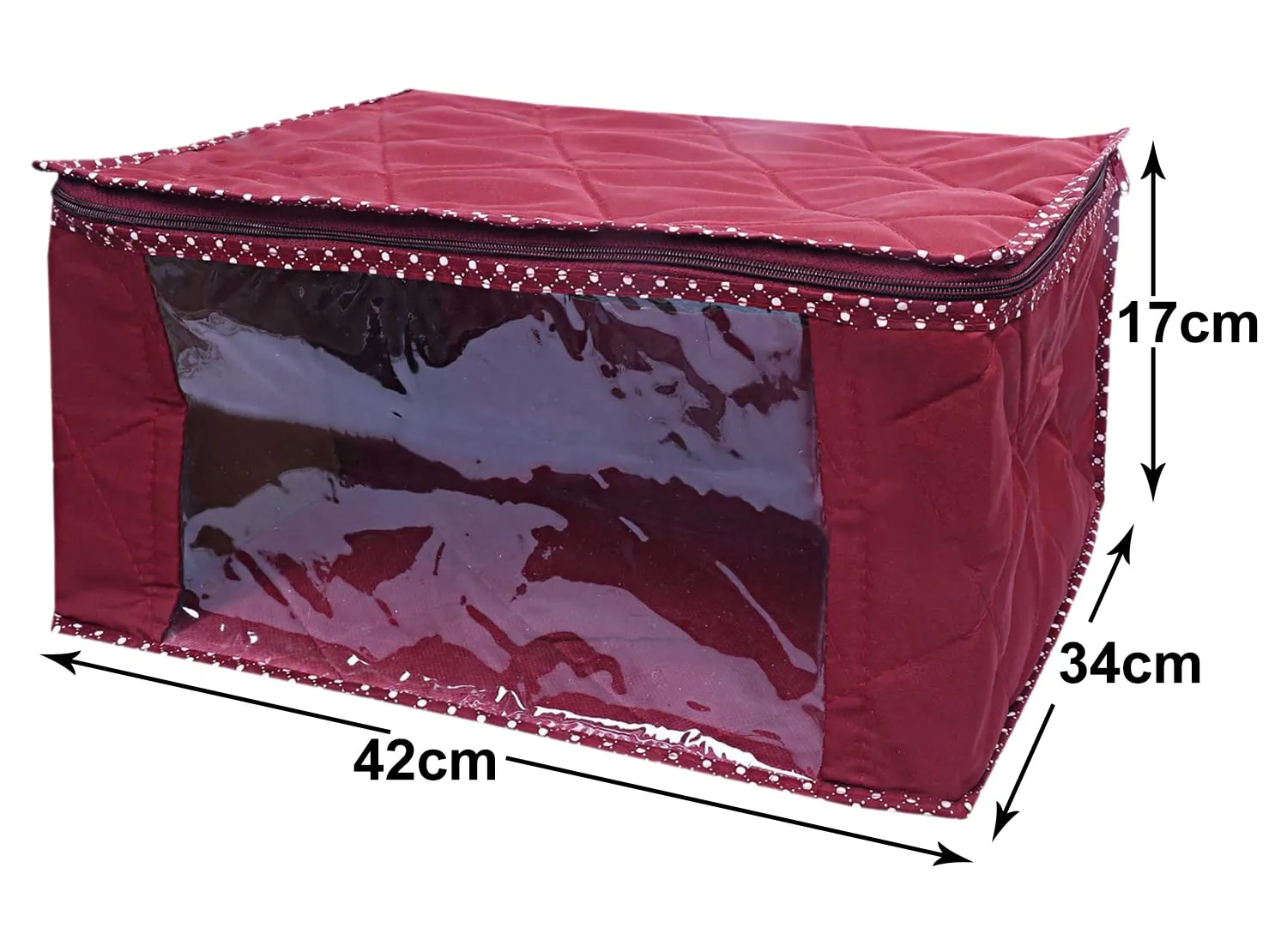 Heart Home Multiuses Foldable Parachute Saree Covers/Clothes Storage Bag/Wardrobe Organizer With Transparent Window- Pack of 4 (Maroon)