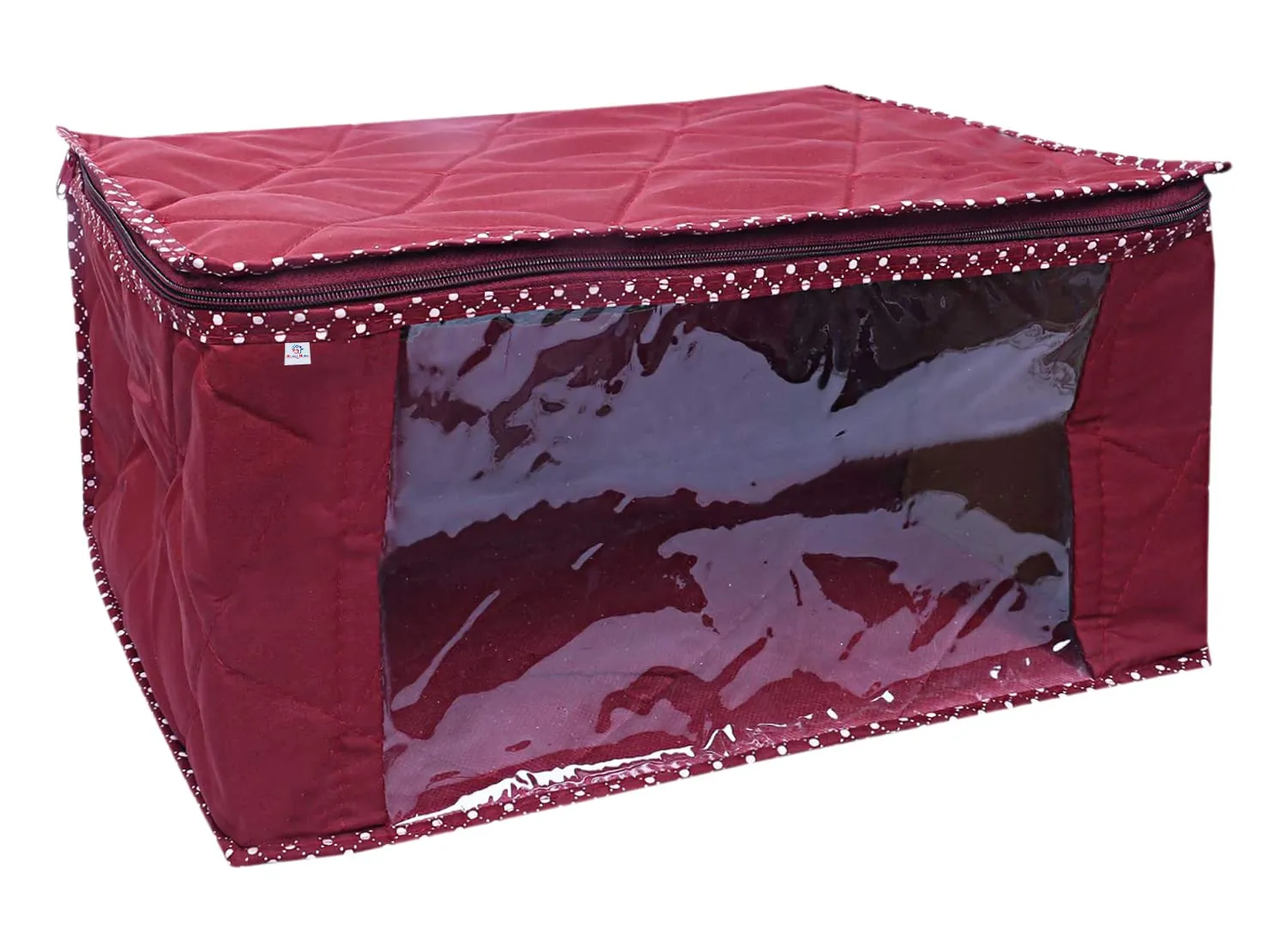 Heart Home Multiuses Foldable Parachute Saree Covers/Clothes Storage Bag/Wardrobe Organizer With Transparent Window- Pack of 4 (Maroon)
