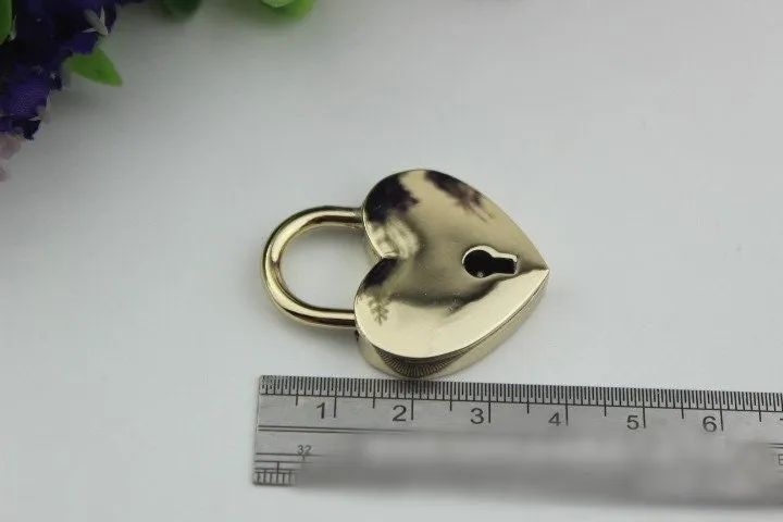 Heart Love Padlock 1" 38x23 mm Purse Charm Organizer Luggage Hardware Antique Gold Lock And Key Closure Small Bag Clutch Metal Accessories