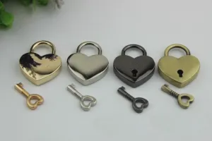 Heart Love Padlock 1" 38x23 mm Purse Charm Organizer Luggage Hardware Antique Gold Lock And Key Closure Small Bag Clutch Metal Accessories
