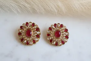 Hina Round Dark Pink Stud