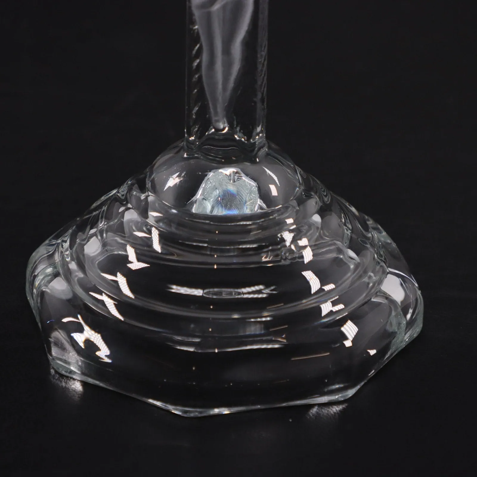Homco INRI Jesus on Crucifix Glass Candlestick Holder 7 1/4" Vintage