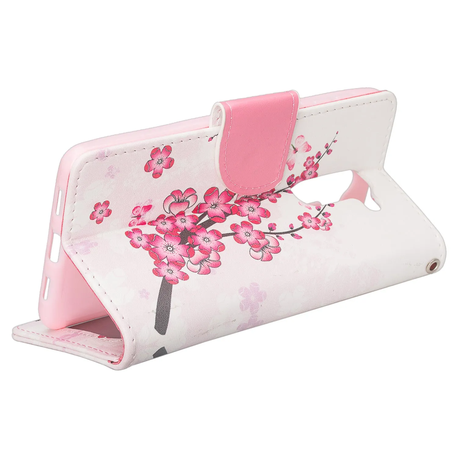 Huawei Mate 9 Lite, Honor 6X, GR5 2017  Wrist Strap Pu Leather Magnetic Flip Fold[Kickstand] Wallet Case with ID & Card Slots for Mate 9 Lite - Cherry Blossom