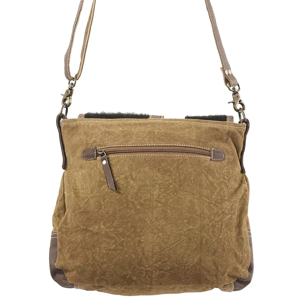 KB145 - KB145-MESSENGER Real Cowhide Leather and Upcycled Canvas Ladies Bag 11 x 13 - KB145
