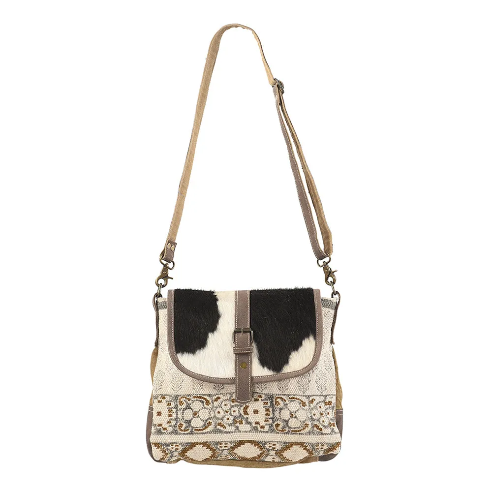 KB145 - KB145-MESSENGER Real Cowhide Leather and Upcycled Canvas Ladies Bag 11 x 13 - KB145