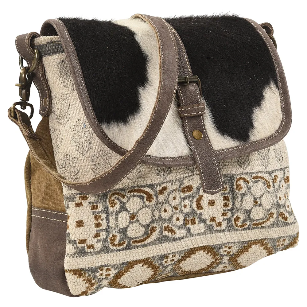 KB145 - KB145-MESSENGER Real Cowhide Leather and Upcycled Canvas Ladies Bag 11 x 13 - KB145