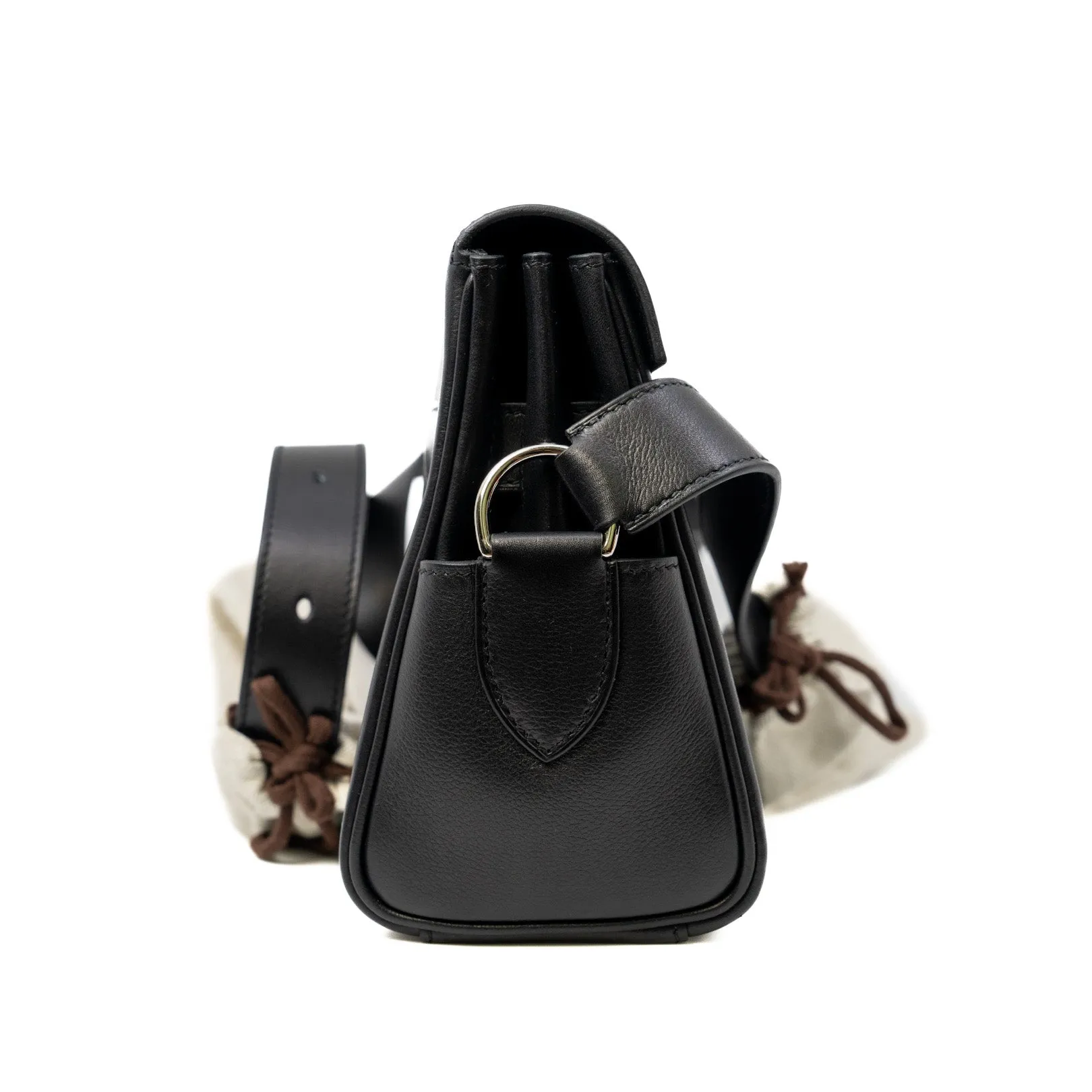 Kelly Messenger PM Bag In Black Evergrain Leather PHW W Stamp