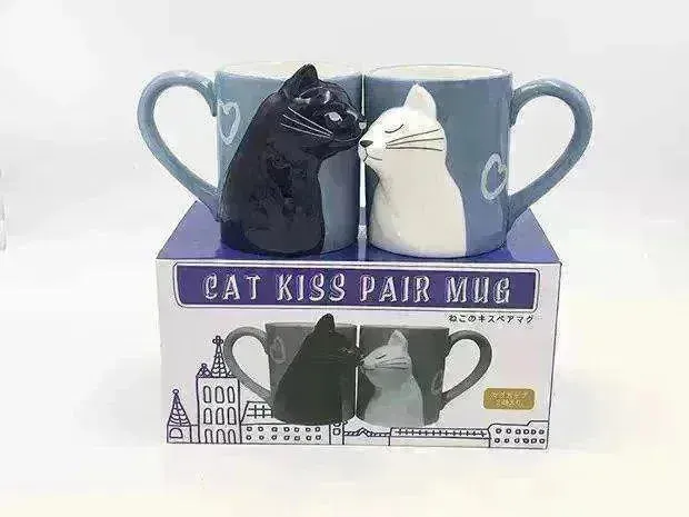 Kiss Cat Coffee Couple Handmade Mug
