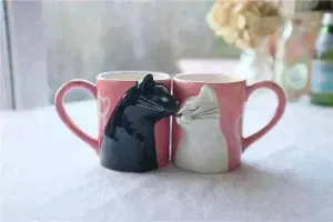 Kiss Cat Coffee Couple Handmade Mug