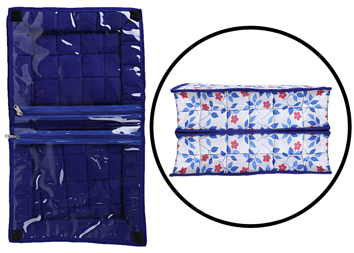 Kuber Industries 2 Piece Cotton Lingerie Undergarments Organizer, Pink and Blue (CTKTC5314)