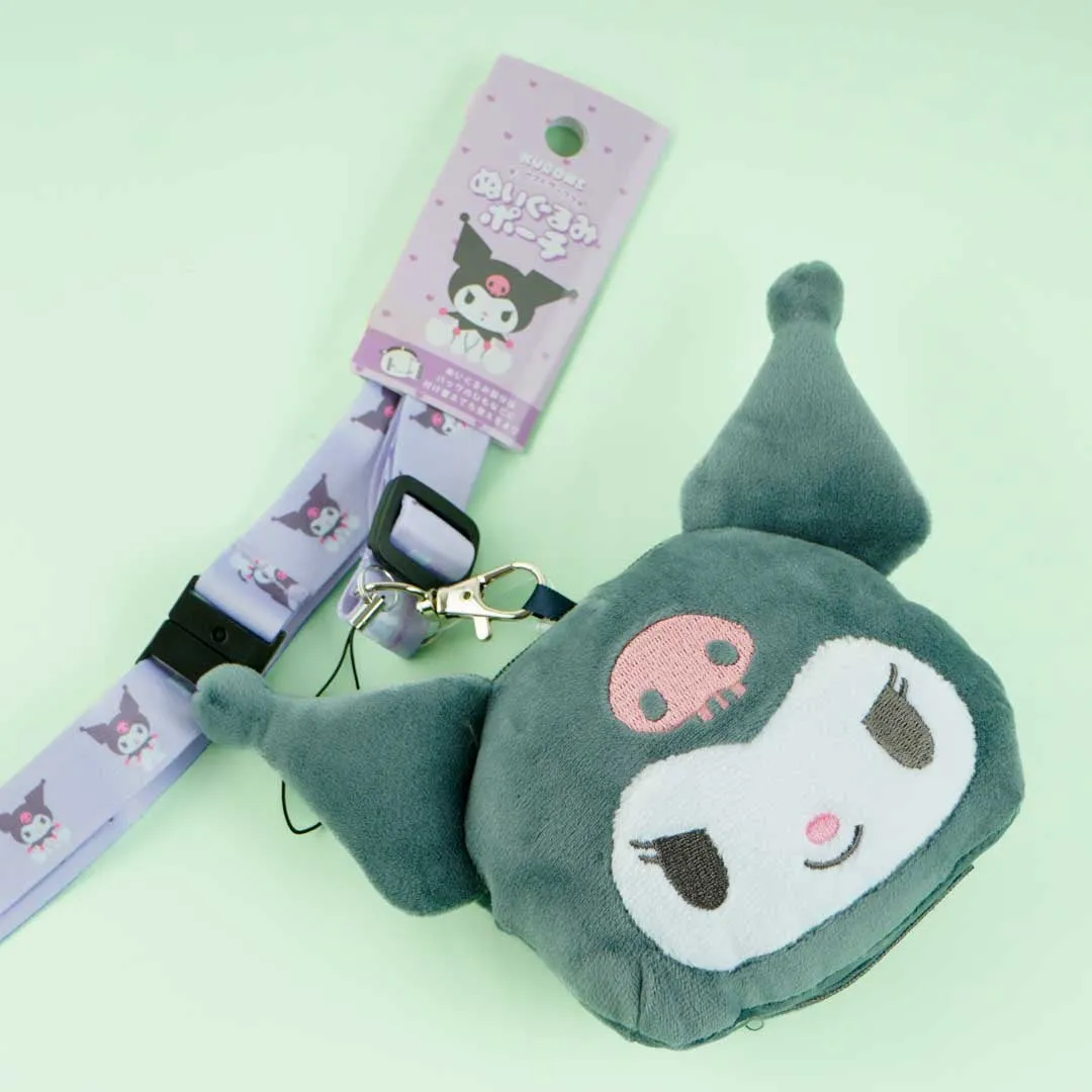 Kuromi Fluffy Coin Purse With Neck Strap
