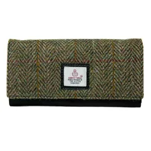 Ladies Envelope Purse Country Green Harris Tweed