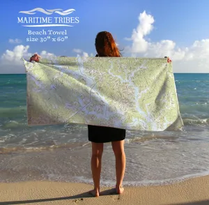 Lake Oconee Modern Topo Map Quick Dry Towel