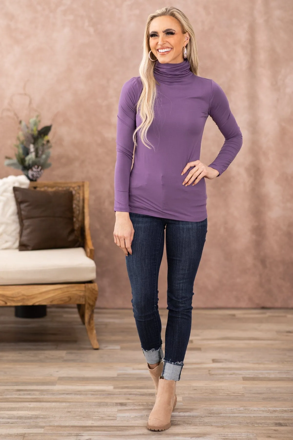 Lavender Lightweight Turtleneck Top