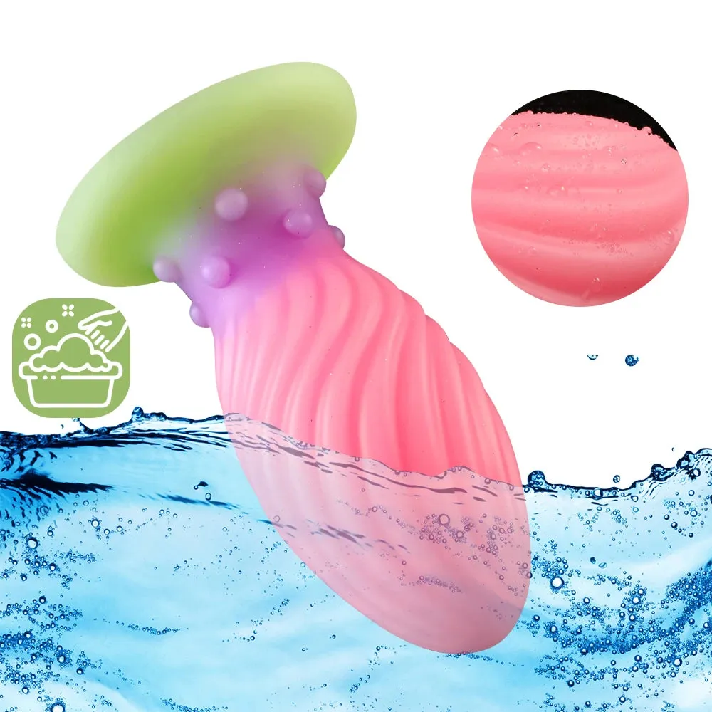 Luminous Anal Dilator Butt Plug - Pink Anal Dildo Knotted Silicone Female Sex Toys